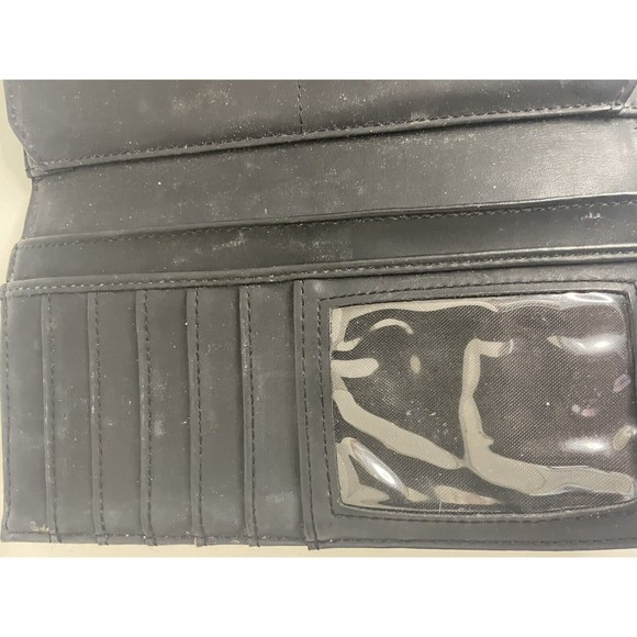 ESPRIT Womens Black Faux Leather Tri-Fold Wallet VTG 90s 12 Card Holder Photo ID - Picture 12 of 16